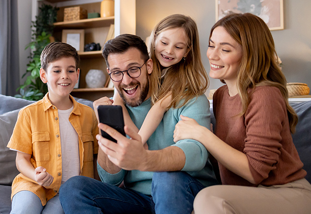 Excited Family having a good time