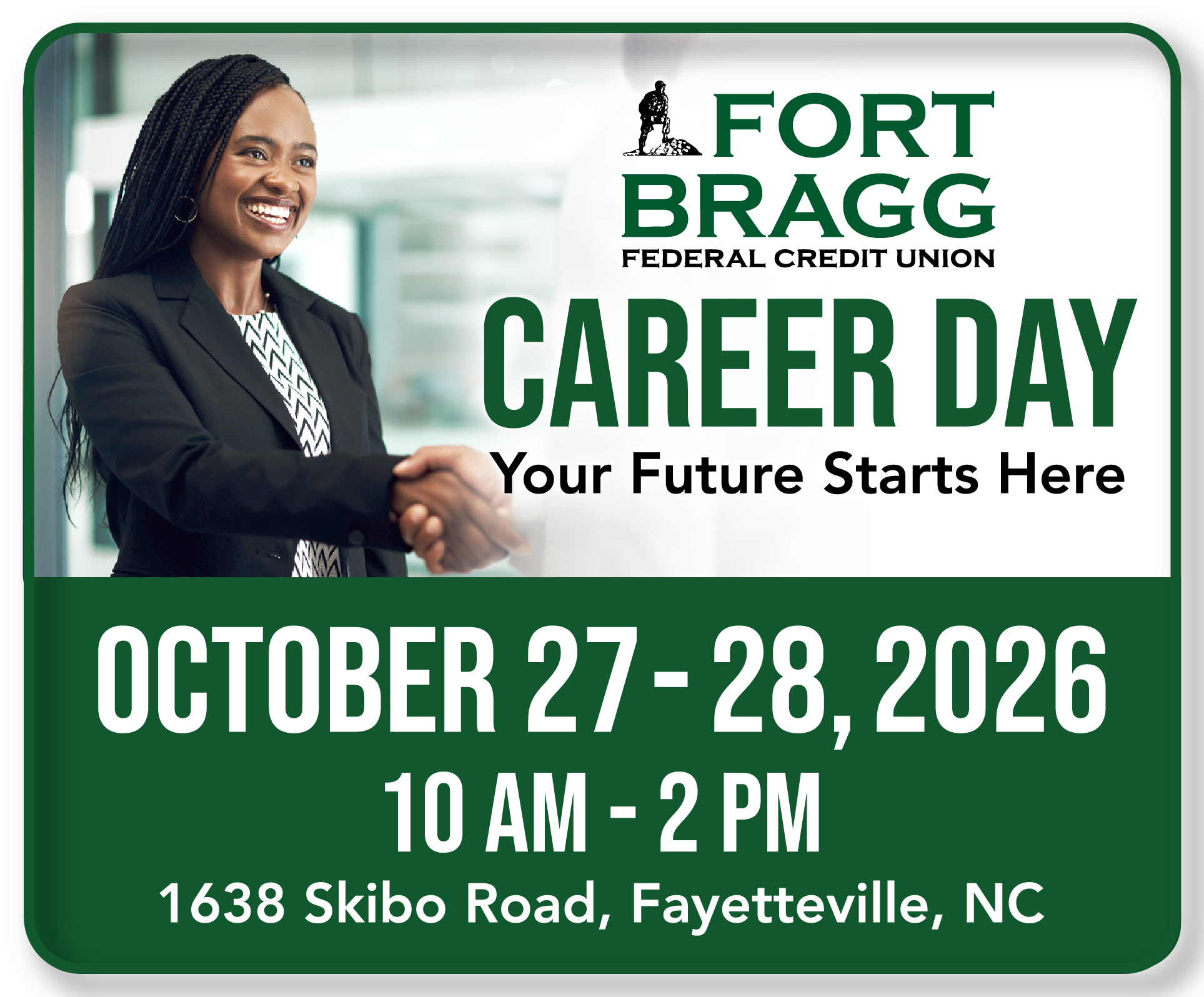 FBFCU Career Fair Lady shaking hands