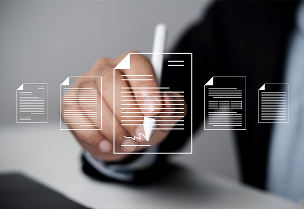 Hand writing on transparent screen