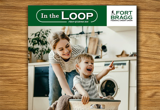 In the Loop Fort Bragg Newsletter Cover with image of child holding pumpkin with grandparent